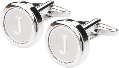 Miniatura 4 de Dannyshi - Gemelos clásicos, de acero inoxidable y con las 26 letras iniciales del alfabeto de la A-Z para hombre, para negocios, bodas y camisas