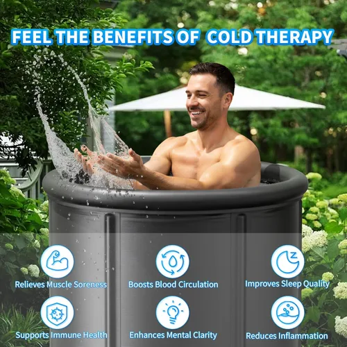 Miniatura 7 de Bañera fría para baño de hielo e inmersión de cuerpo completo, bañera portátil de terapia de agua fría con cubierta y bolsa de transporte