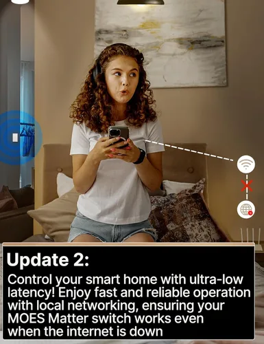 Miniatura 5 de Interruptor inteligente MOES Matter táctil de pared, interruptor de pared Wi-Fi con panel de vidrio, requiere cable neutro, un solo polo, 2.4GHz