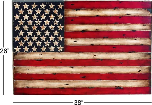 Miniatura 11 de Deco 79 Escultura de pared de metal con bandera estadounidense para el hogar, decoración de pared para interiores y exteriores, arte de pared 38 x 2