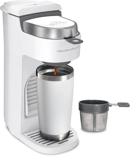 Miniatura 9 de Hamilton Beach The Scoop - Cafetera de una sola porción y preparadora rápida de café molido para tazas de 8-14 onzas, se prepara en minutos