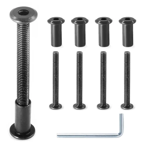Miniatura 12 de 10 pares (20 piezas) M6 x 0.630 in Tornillo hexagonal con llave Allen, pernos de conector plateados para muebles, tornillos avellanados M6, tuercas
