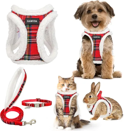 Miniatura 18 de GAMUDA Juego de Arnés, Collar y Correa para Perro Pequeño, Paso a Paso Sin Estrangulamiento Sin Tirones de Malla Suave Chaleco Ajustable para Perro