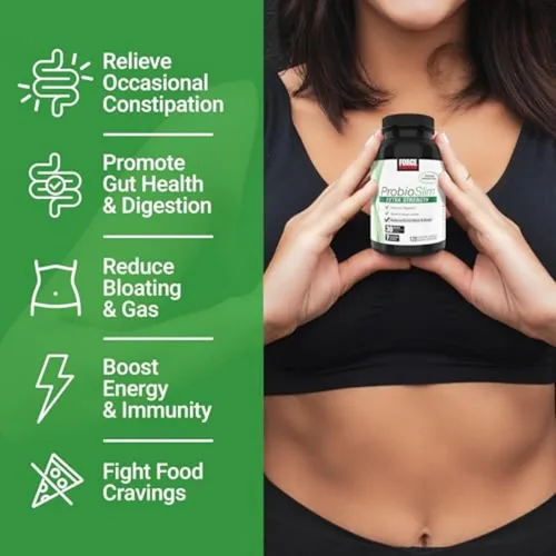 Miniatura 2 de Force Factor ProbioSlim Suplemento probiótico extra fuerte para mujeres y hombres con 30 mil millones de UFC y extracto de té verde para apoyo a