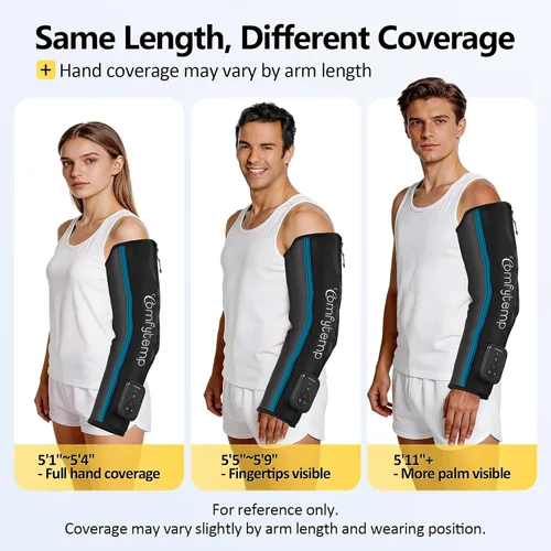 Miniatura 7 de Comfytemp Dispositivo de terapia de compresión de aire K1065, masajeador inalámbrico de brazo completo para circulación y alivio del dolor, manga