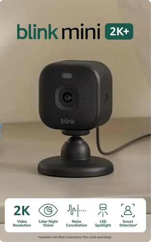 Miniatura 9 de Blink Mini 2K+ (último modelo) - Cámara interior con enchufe. Ve mascotas o el interior de casa con resolución 2K, visión nocturna a color, audio