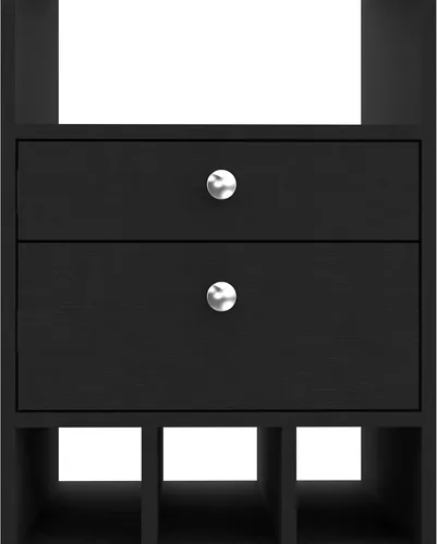 Miniatura 7 de FM FURNITURE Hype - Armario de bar con 12 cubos de vino, 2 cajones, estante de vidrio y estante, color negro