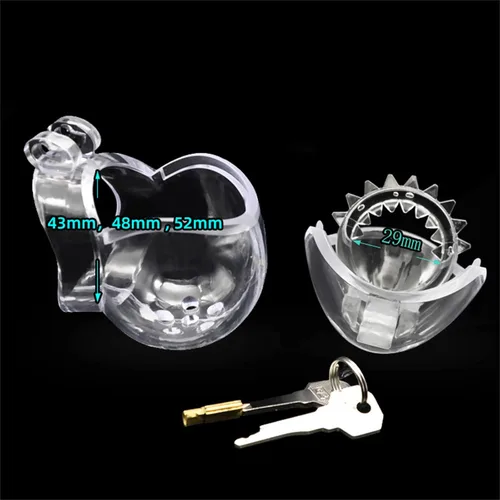 Miniatura 5 de Jaula de castidad masculina en forma de huevo con bloqueo invisible, jaula para pene con anillo de púas de sujeción completa, dispositivo
