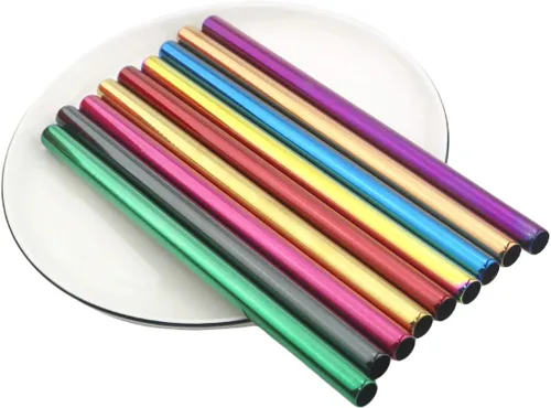 Miniatura 5 de Gugrida Pajitas de metal de acero inoxidable de 8.5 pulgadas, reutilizables, juego de 3 popotes – Cepillo de limpieza de color ultra largo