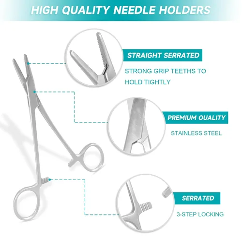 Miniatura 9 de Kit de práctica de sutura Spectabilis para estudiantes de medicina, almohadilla grande de silicona con 14 heridas precortadas, suministros