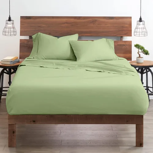 Giza - Sábana de algodón tamaño individual XL, 1000 hilos, 1000 hilos Giza-egipcio-My-Sheets, almohada, 100% algodón Giza cultivado en Egipto, Salvia