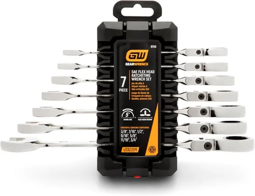 Miniatura 2 de GEARWRENCH Juego de llaves combinadas de trinquete con cabezal flexible de 7 piezas, 12 puntos, SAE - 9700