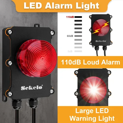 Miniatura 3 de Alarma de bomba de sumidero, alarma de agua alta Sekelo con interruptor de flotador de nivel de 10 pies, alarma fuerte de 110 dB e indicador LED