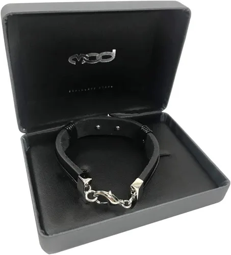 Miniatura 3 de Harley-Davidson Pulsera de cuero para hombre Nut & Coil B&S - Acero Inoxidable, Negro