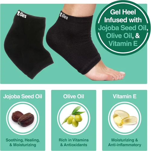 Miniatura 2 de ZenToes Calcetines hidratantes para tratamiento de talón agrietado, vitamina E, calcetines de talón con infusión de aceite de oliva y aceite