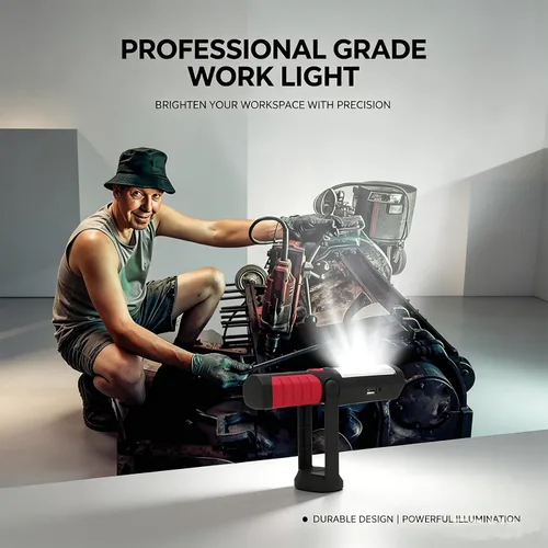 Miniatura 6 de Luz de trabajo recargable, linterna magnética LED portátil multiusos con gancho para colgar, linterna de trabajo impermeable para reparación de Rojo