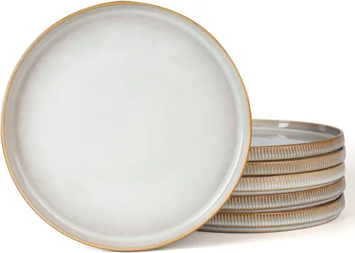 Miniatura 19 de famiware Star Platos de Ensalada para 6, Juego de Platos de 8 Pulgadas, Vajilla de Gres, Platos Pequeños para Postre, Ensalada, Aperitivo, Blanco