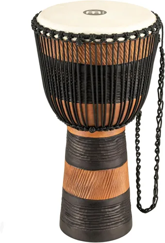 Meinl Percussion ADJ3-L+BAG Cuerda de estilo africano afinada de madera Djembe de 12 pulgadas con bolsa, marrón/negro