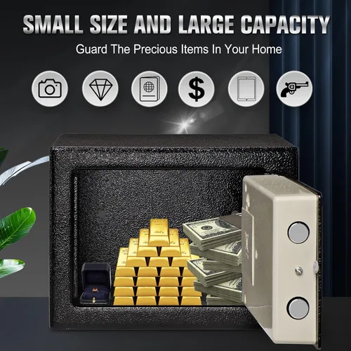 Miniatura 7 de Caja de seguridad electrónica con teclado y llaves, cajas de bloqueo de dinero, cajas de seguridad para el hogar, oficina, habitaciones de hotel