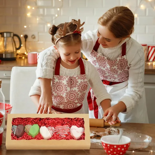 Miniatura 8 de XINHPKGG 5 cajas de galletas con ventana: cajas de panadería de 12 x 5 x 1.5 pulgadas, cajas de golosinas, cajas de fresas cubiertas de chocolate