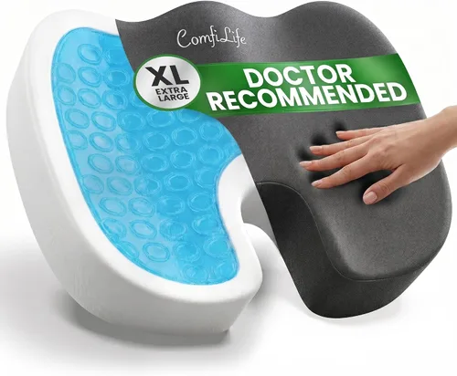 Miniatura 9 de ComfiLife - Cojín prémium de gel y espuma viscoelástica para silla de oficina, escritorio y asiento de automóvil, recomendado por doctores para Beige
