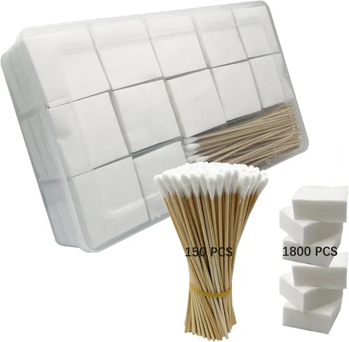 Parches cuadrados de limpieza de pistolas de 2 x 2 pulgadas y hisopos de limpieza de bambú de 6 pulgadas de largo para kit de mantenimiento de