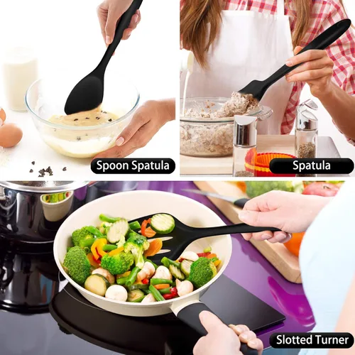 Miniatura 5 de P&P CHEF Juego de 7 utensilios de cocina de silicona, a prueba de calor, para utensilios de cocina antiadherentes, espátula antiadherente, espátula