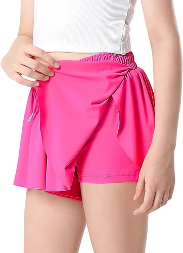 Miniatura 6 de Dancer queen Pantalones cortos holgados con cordón para niñas, pantalones cortos deportivos para correr, deportes, gimnasia para 6 a 12 años