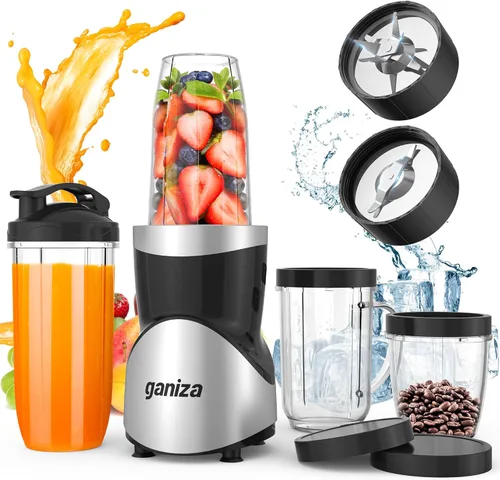 Ganiza Licuadora para Batidos, licuadora de 900W para batidos y licuados, Combo de licuadora personal y molinillo de 15 piezas para cocina, batidora