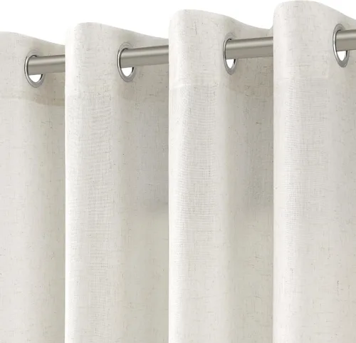 Miniatura 13 de Cortinas de lino beige de abedul de 84 pulgadas de largo para sala de estar, cortina semitransparente filtrante de luz de lujo, decoración moderna