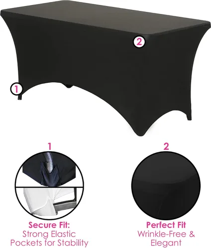 Miniatura 5 de YOUR CHAIR COVERS - Mantel rectangular de elastano de 6 pies, mantel elástico para eventos de boda, decoración de patio, tela elástica y estirable