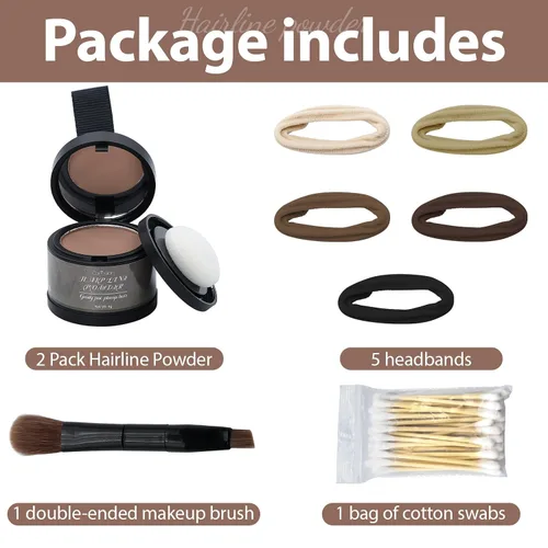 Miniatura 5 de Paquete de 2 polvos de línea capilar para mujeres y hombres, se utiliza para retoques de raíces, color de cabello, adelgazamiento y cobertura