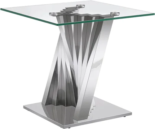 Miniatura 186 de Mesa de centro de cristal de lujo, mesa de centro de sofá de 47 pulgadas con marco de acero inoxidable dorado y parte superior de vidrio negro, mesa