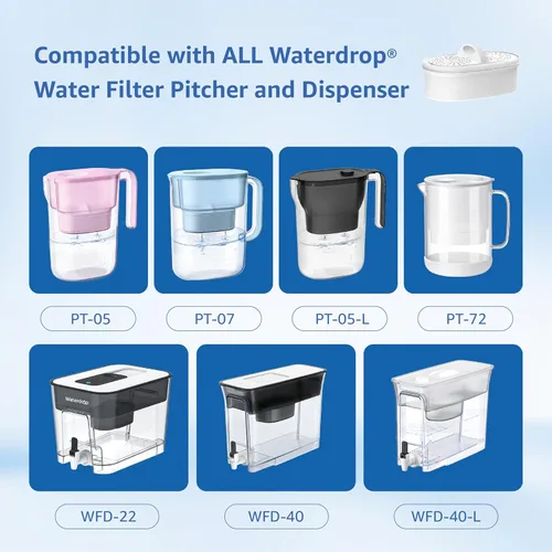 Miniatura 2 de Reemplazo para todo el sistema de filtración de jarra y dispensador Waterdrop®, se ajusta a Waterdrop® WD-PF-01A Plus, reduce el plomo, PFOA/PFOS