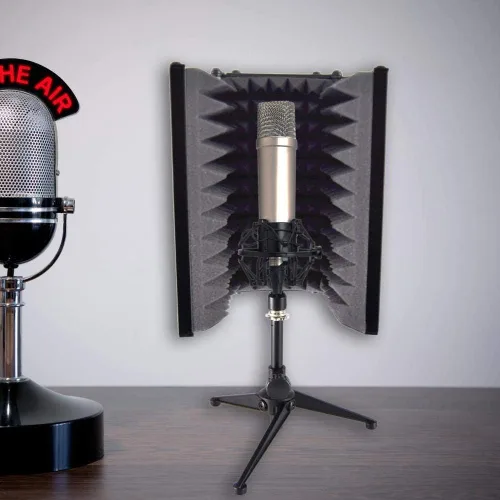 Miniatura 9 de Pyle PSMRS08 - Pantalla de aislamiento compacto para micrófono, reflector de gomaespuma con amortiguación de sonido de micrófono de estudio.