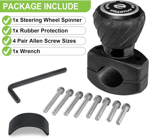 Miniatura 7 de Spurtar - Pomo giratorio para volante, universal, con función de seguridad para automóviles, camiones, carretillas elevadoras, tractores, botes