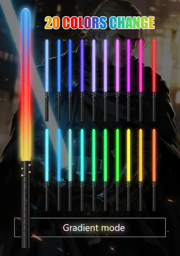 Miniatura 6 de jvmusaber Sable de luz de duelo para niños y adultos, espada ligera con 20 colores RGB, 4 sonidos FX, empuñadura de metal recargable por USB