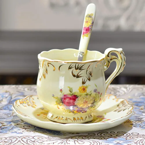Miniatura 3 de Tazas de té y platillos (flores - 8 onzas), juego de tazas y platillos florales, juego de tazas de té vintage, juegos de té para mujeres, juego