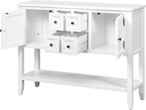 Miniatura 15 de Merax Aparador de cocina de granja con cajones y puertas, armario de almacenamiento de madera con estante abierto para sala de estar, cocina
