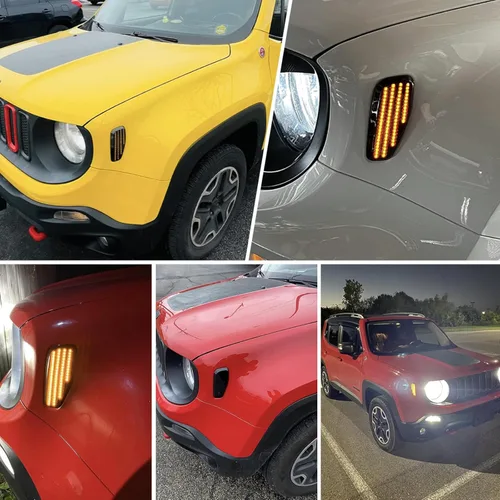 Miniatura 5 de Lentes ahumadas ámbar para guardabarros delantero LED, luces de marcador laterales compatibles con Jeep Renegade SUV 2015 2016 2017 2018 2019 2020