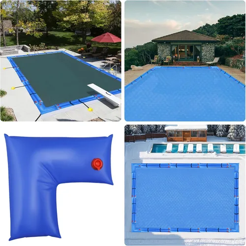 Miniatura 6 de Hedday Pesos para Cubierta de Alberca para Invierno Enterrada, Diseño de Esquina Azul en Forma de L de 2x2 Pies, Bolsas de Agua de Vinilo Resistente