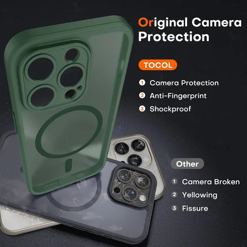 Miniatura 636 de TOCOL Funda para iPhone 11, compatible con Magsafe, protección completa de cámara, imanes integrados, protección contra caídas, funda translúcida