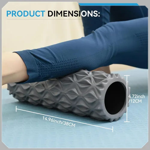 Miniatura 2 de Rodillo de espuma – Masajeador de tejido profundo de 15 pulgadas para masaje muscular, liberación de puntos gatillo miofascial, ejercicio, yoga, Gris