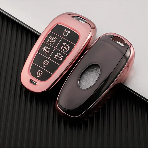 Miniatura 3 de Funda para llavero Hyundai de 7 botones con llavero de cuero, TPU suave, protección de 360 grados, funda para llave de automóvil, compatible con D