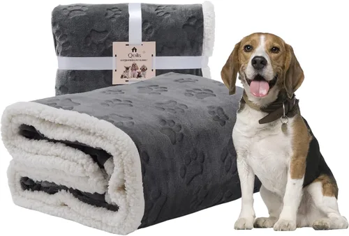 Miniatura 12 de Qeils Manta impermeable calmante para gatos de interior, manta suave y silenciosa de felpa para mascotas, manta gruesa de piel sintética de 500 GSM