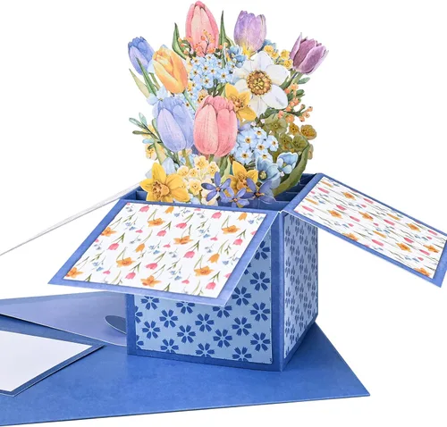 Miniatura 13 de POPGIFTU Paquete de 3 tarjetas emergentes 3D para el día de la madre con sobres y etiquetas de mensaje, juego de tarjetas de felicitación de ramo