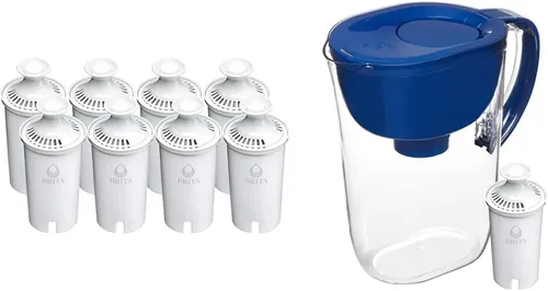 Brita Filtros de agua de repuesto estándar, 8 unidades y jarra de filtro de agua grande para agua del grifo y beber con 1 filtro de repuesto,