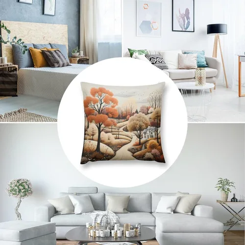 Miniatura 5 de Funda de almohada de paisaje, campo, otoño, otoño, tamaño estándar, otoño, día de Acción de Gracias, cuadrada, suave, doble cara, impresión, funda