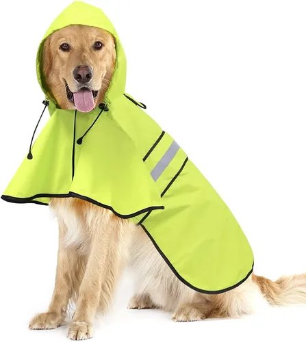 Miniatura 6 de Impermeable reflectante para perros – Impermeable ajustable para perros, impermeable ligero con capucha para perro, poncho chubasquero, chaqueta