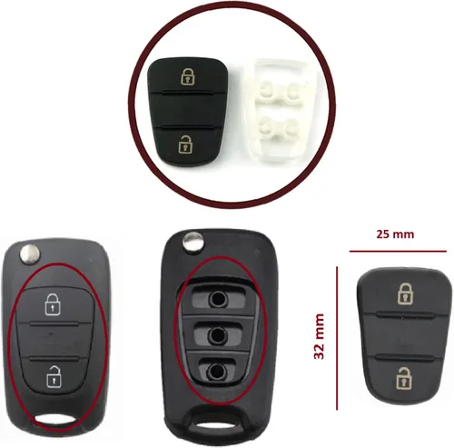 Miniatura 2 de ESC EDP1124 Almohadilla de goma 2 botón Flip Car Remote Key Shell Insert Case Cover para Hyu.ndai Ki.a